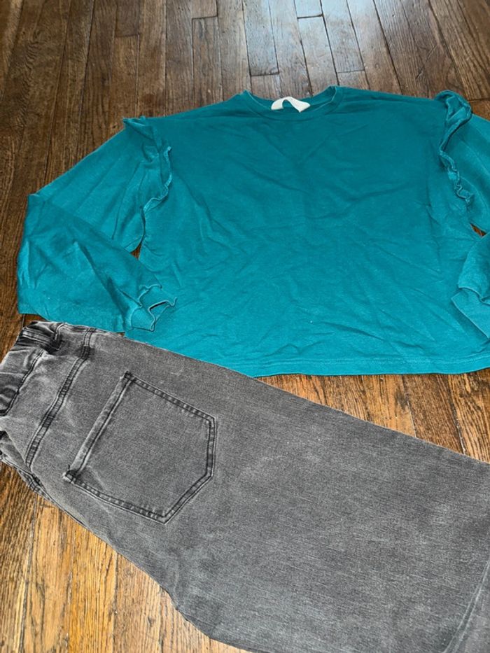Sweat H&M court et jeans large Monoprix 14 ans - photo numéro 2