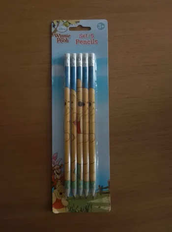 Set de 5 crayons à papier, de bois avec embout gomme