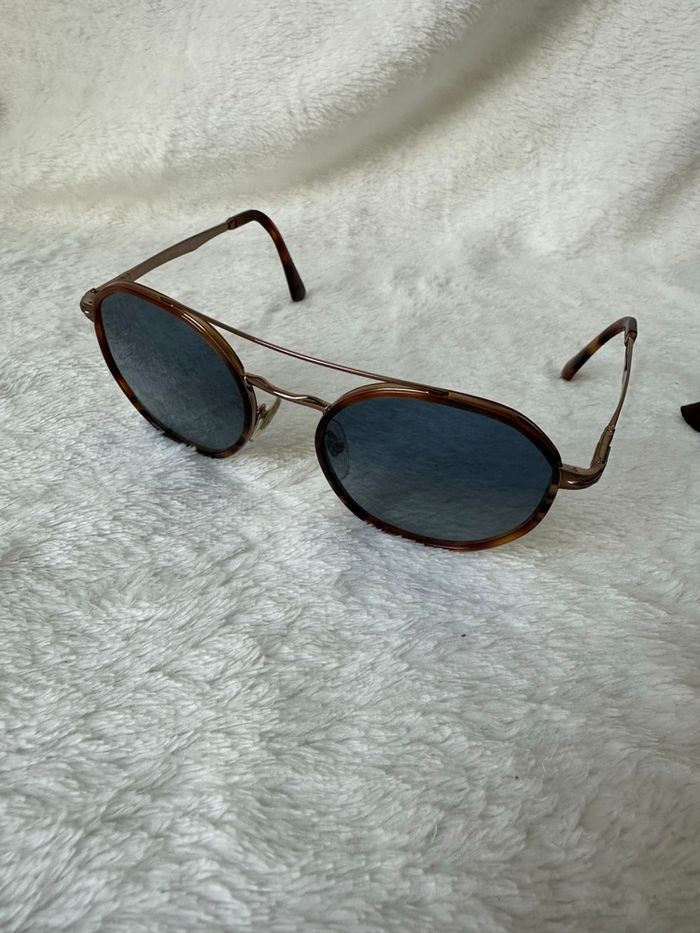 Lunettes de soleil Persol femme – Monture écaille, double pont, verres bleus - photo numéro 4