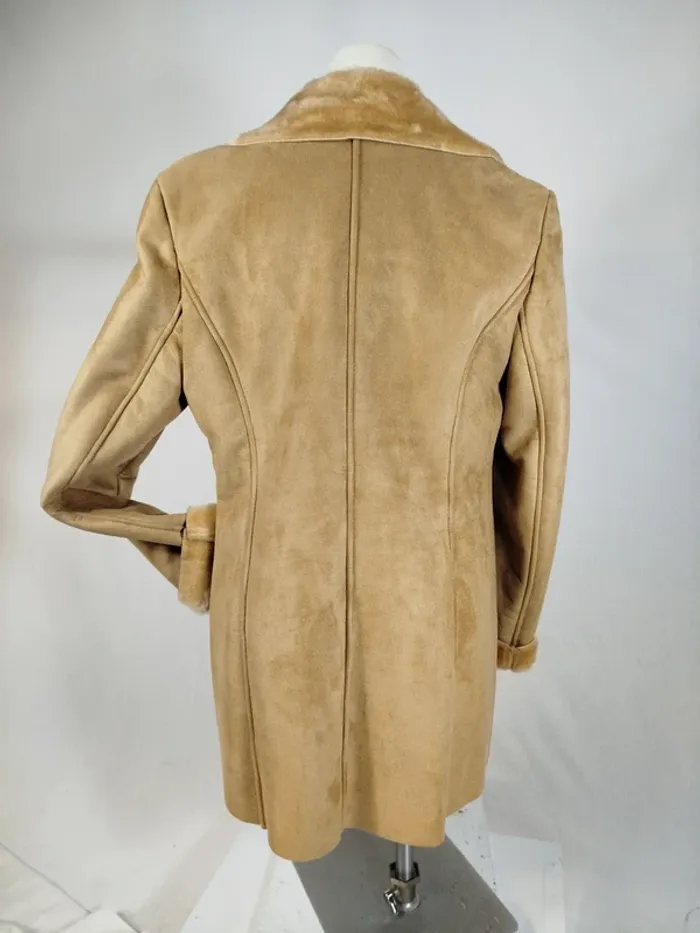 Manteau mi-long femme en fausse fourrure - Veste longue effet daim - Très chaud - Pièce Vintage A266 - photo numéro 9