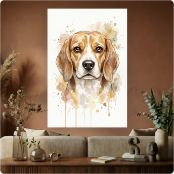 Affiche murale "Beagle" aquarelle artistique poster chien déco nature A3 Sans cadre
