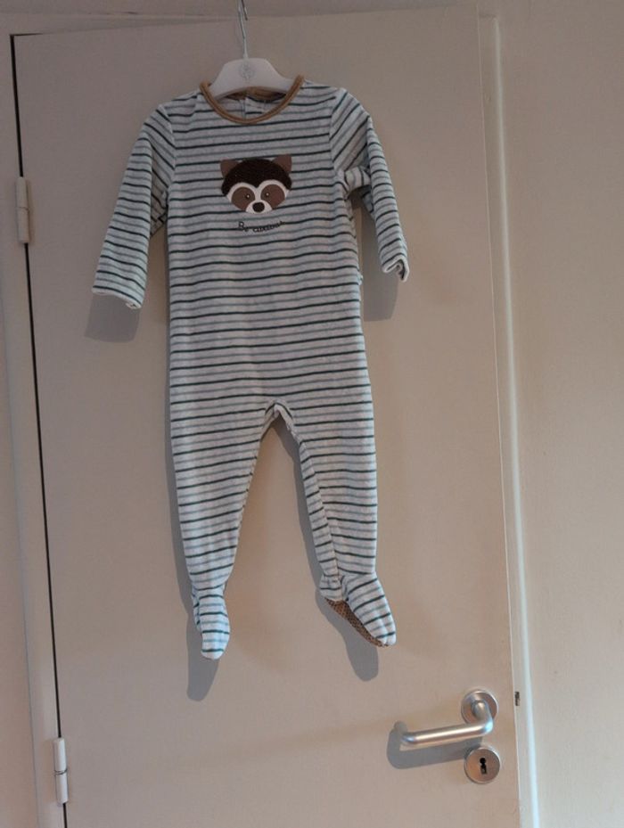 Dors-bien velours rayé animal vert 23 mois bébé garçon - photo numéro 2