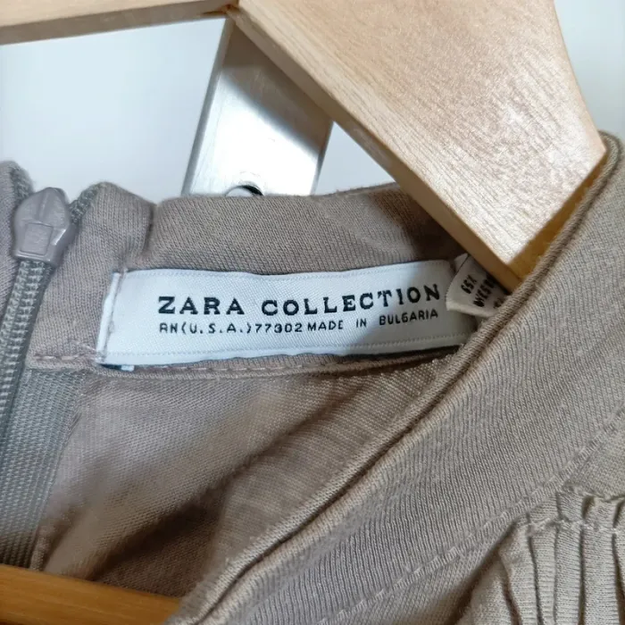 T-shirt taupe col plissé nœud froufrous Zara Collection – taille L A1006 - photo numéro 11