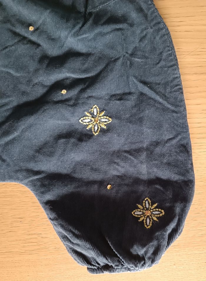 Pantalon type sarouel doublé épais Orchestra gris noir velours côtelé 9 mois 71 cm fille - photo numéro 8