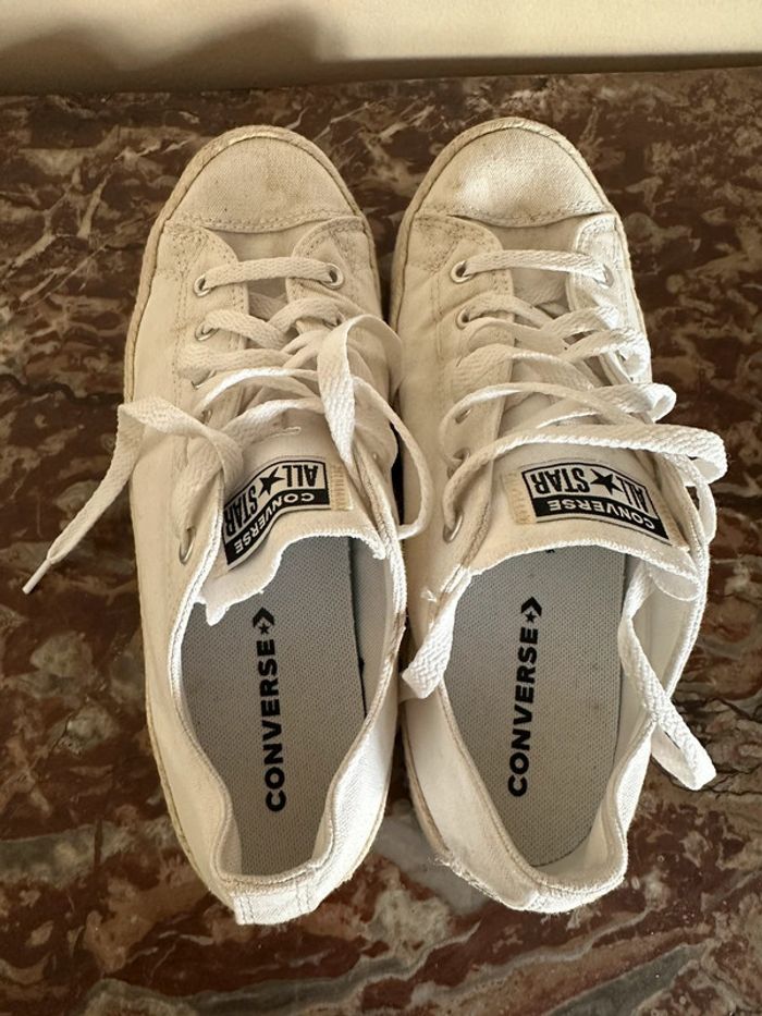Converses basses en toile blanche avec semelle corde 38,5 - photo numéro 2