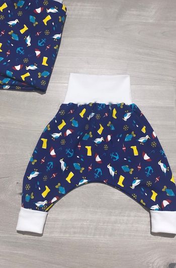 Pantalon évolutif marin 6/9 mois fait main