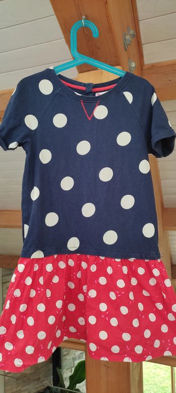 Robe Dpam 10 ans pois marine et rouge