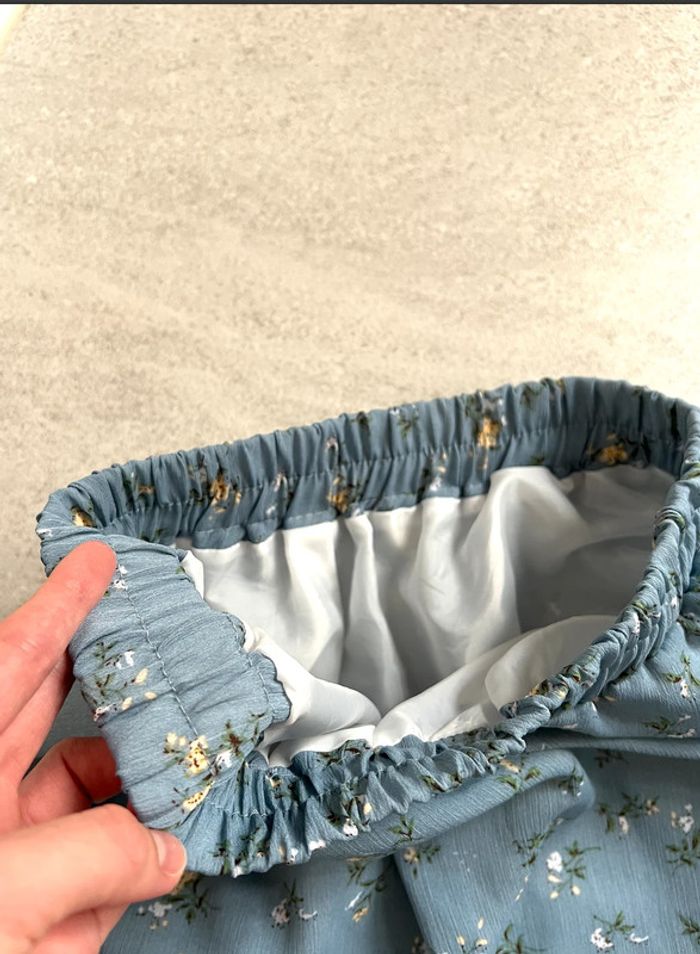 Petite jupe doublée à taille élastique fleurs bleue Corée du Sud - photo numéro 4