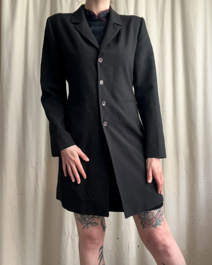 Blazer long noir Goth Officecore 🦇 vintage 90s - Taille M - photo numéro 5
