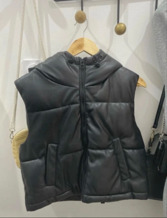 doudoune sans manche en cuir