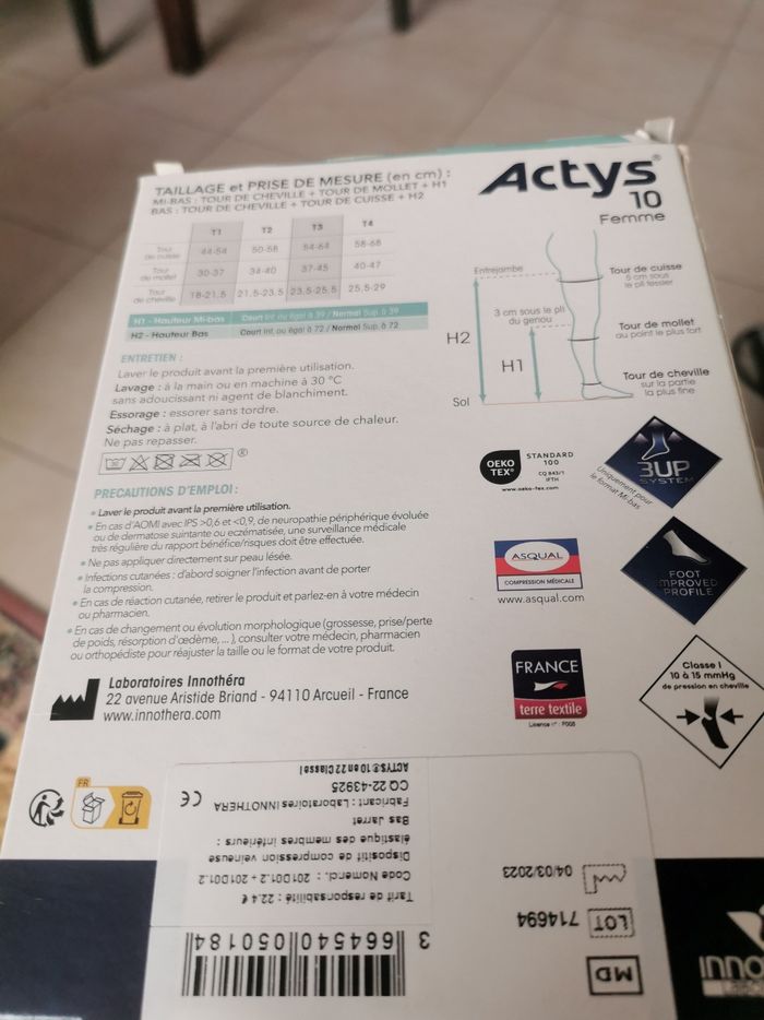 Lot de 2 paires de mi bas Actys 10 femme taille 4 - photo numéro 3