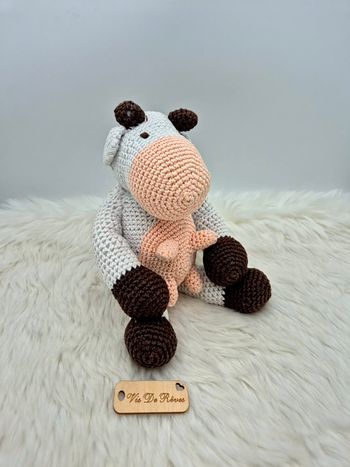 Peluche décorative Vache en tricot Fait main