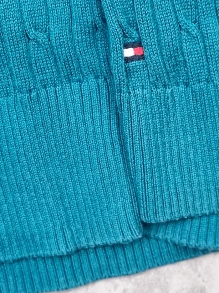 Pull torsadé col V Tommy Hilfiger bleu turquoise, XL Femmes - photo numéro 5
