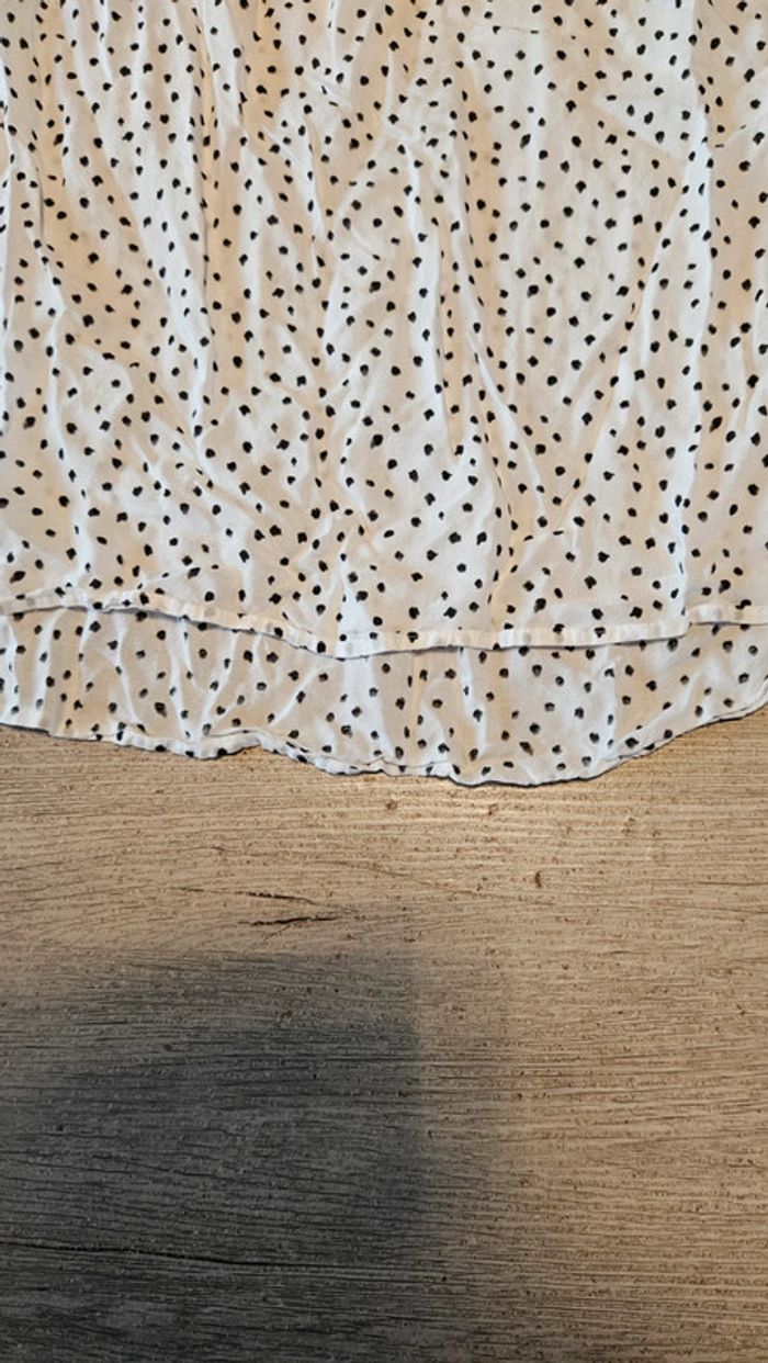 Blouse légère blanche avec taches noires, manches longues  Yessica, taille 44/46, nickel - photo numéro 3