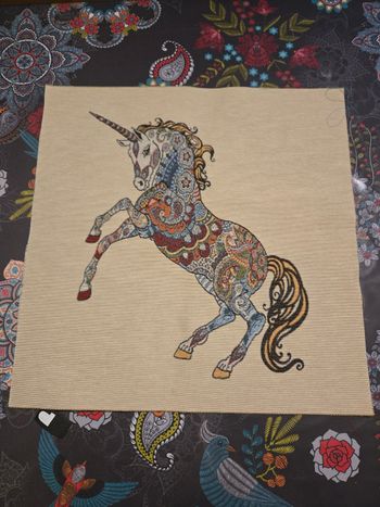 Panneau couture jacquard motif licorne 47 x 47 cm
