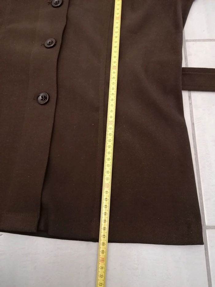 'veste marron foncé touché doux effet suédine très peu portée taille 2 - photo numéro 4