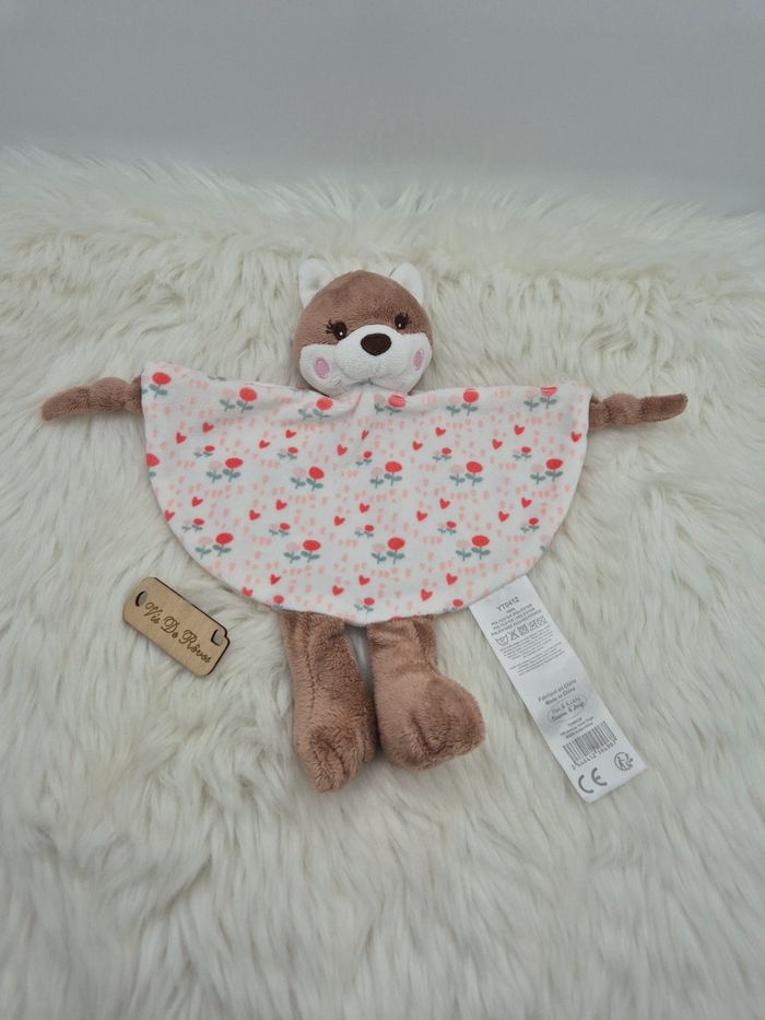 Doudou plat renard biche demi cercle Fleuri Tom & Kiddy