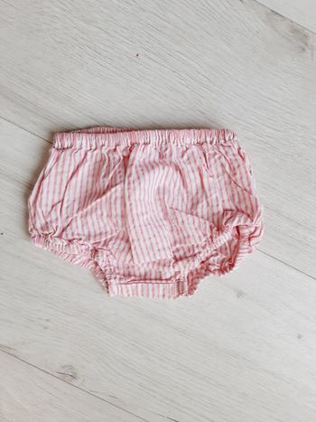 Vêtement bébé fille short culotte Sergent Major 6 mois rayée rose et blanc