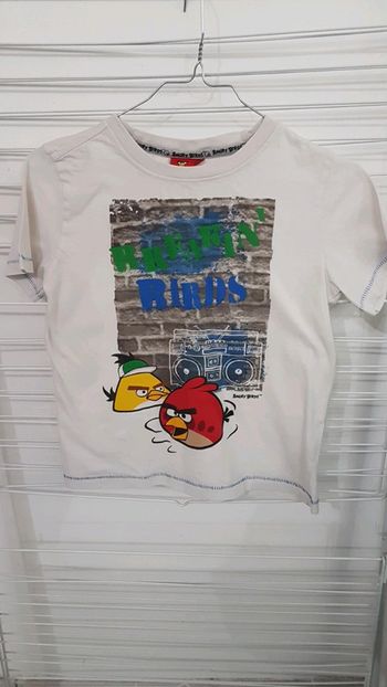 T shirt blanc Angry Birds 10 ans