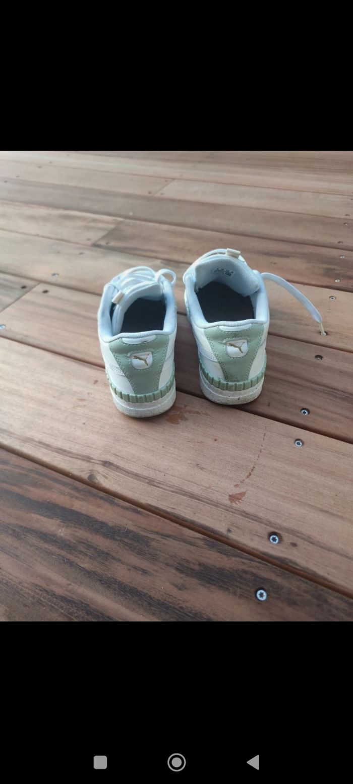 Baskets sneakers 38 compensées Puma blanche et vert amande - photo numéro 4