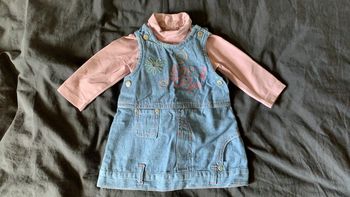 Ensemble robe en jeans et tee shirt manches longues et col 3 mois
