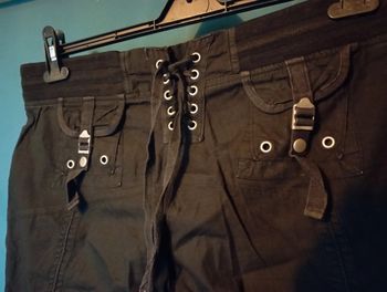 Pantalon toile fine taille élastique et laçage dos