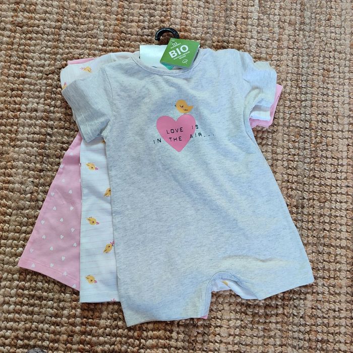 Lot 3 grenouillères été fille 12 mois