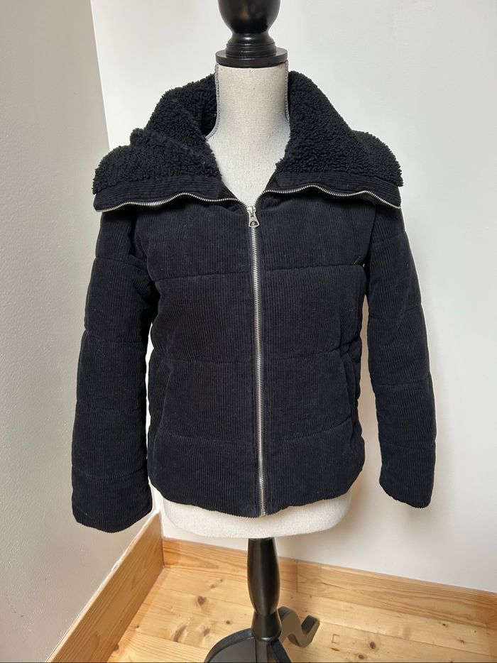 Manteau matelassé en velours côtelé noir - taille 2XS