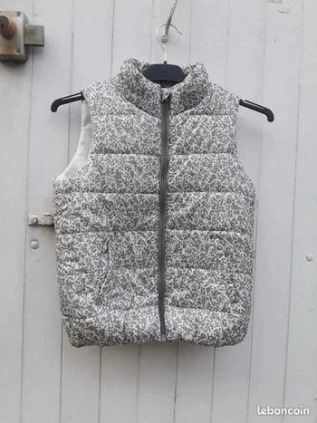 Veste sans manches fille kaki et blanc avec fleur / Taille 10 ans / In extenso