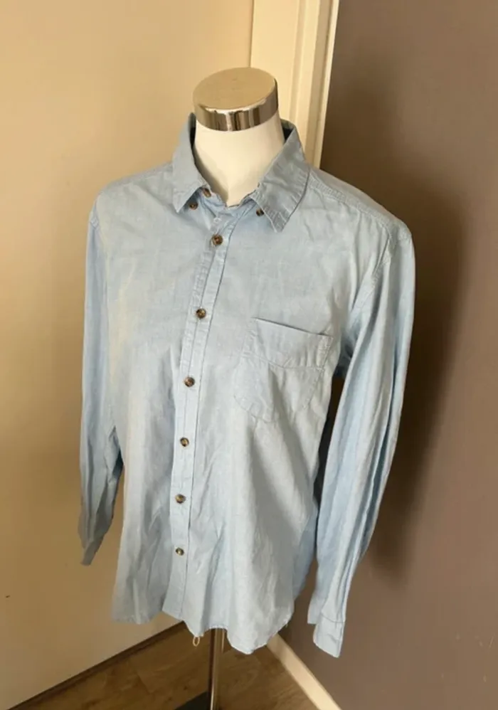 H&M, chemise bleue femme, taille M/38 coupe oversize