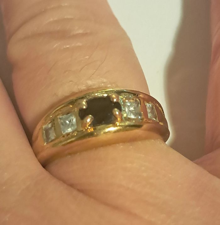 bague plaquée or et pierres vintage - photo numéro 2