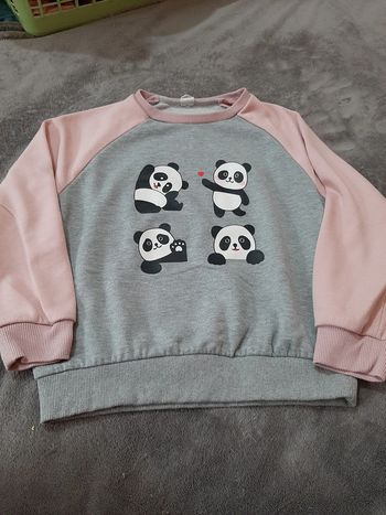 Pull gris rose panda 7ans