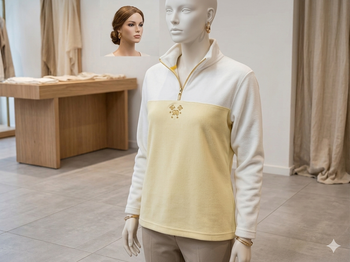 sweat blanc et jaune col zippé Taille S Poivre Blanc 