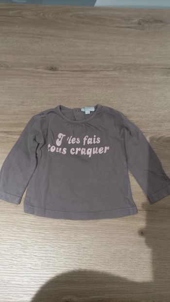 T-shirt manches longues brun Kimbaloo 12 mois