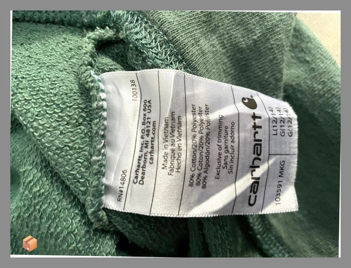 🧥 Sweat à capuche Carhartt – Taille L – Vert kaki – Homme - photo numéro 6