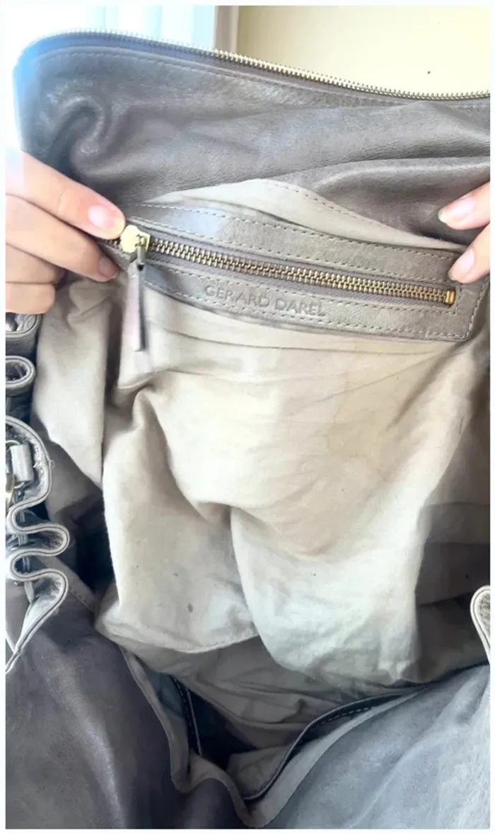 Sac Gérard Darel zippé gris très bon état - photo numéro 13