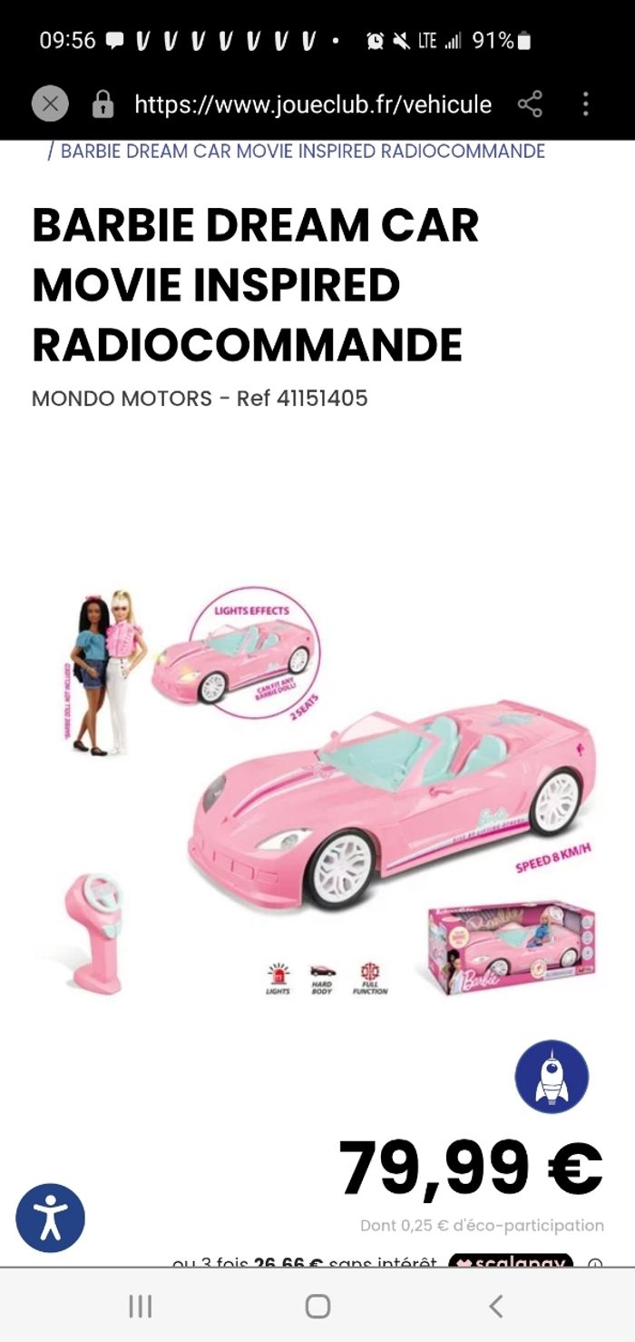 Barbie Rc Dream Car Télécommandé. - photo numéro 3