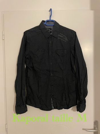 Chemise à manches longues bleu marine à motifs blanc coupe slim fit Kaporal taille M