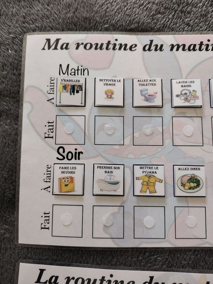 2 fiches plastifiées routine du matin et du soir - photo numéro 7