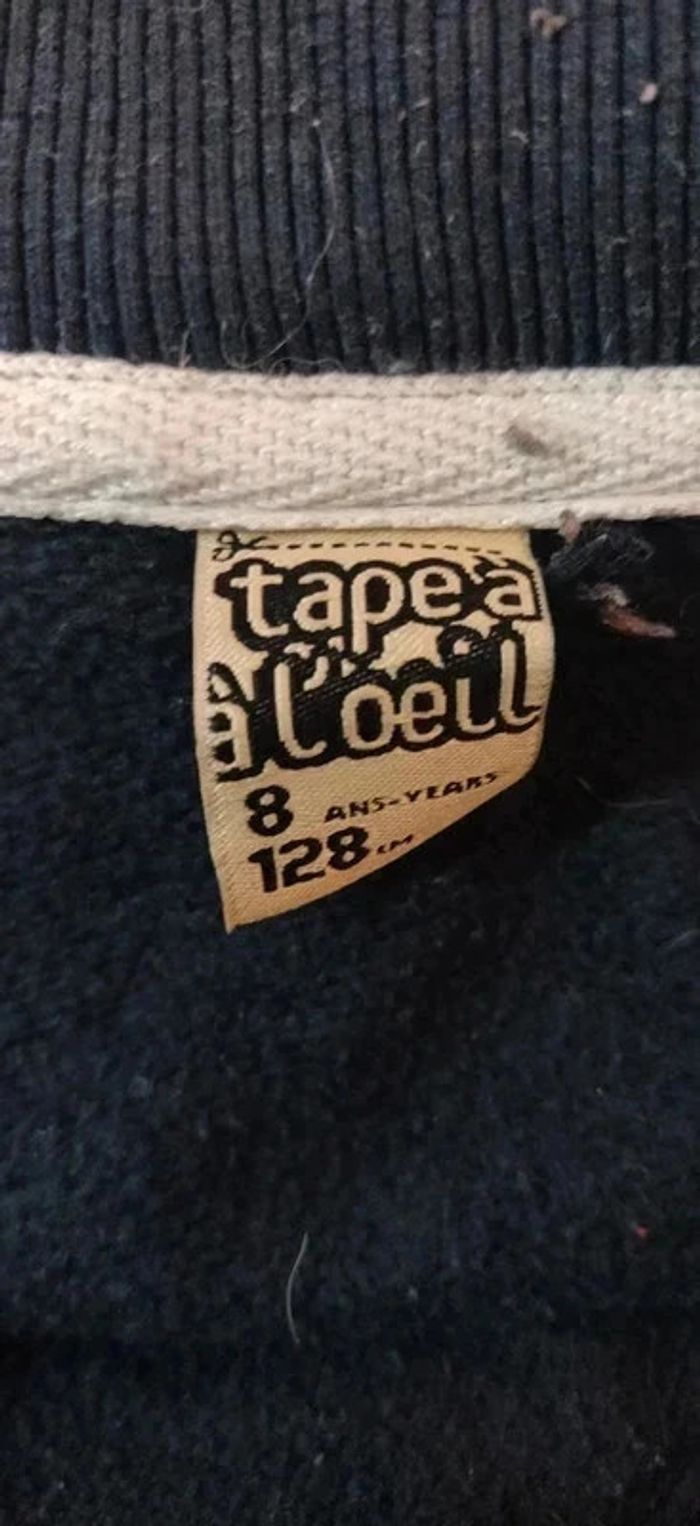 Sweat gilet zippé marine et gris à capuche Tape à l'oeil 8ans - photo numéro 3