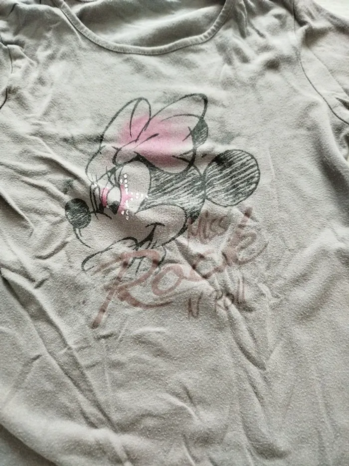 T-shirt manches longues minnie miss rock n roll taille 10 ans - photo numéro 2