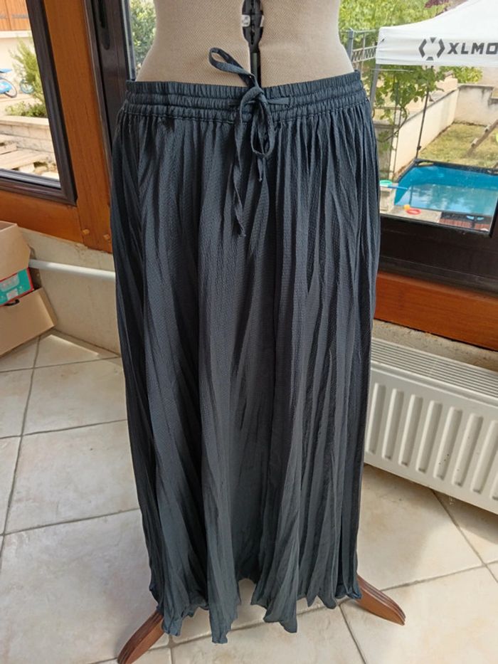 Jupe longue plissée bleu gris Promod 40/42