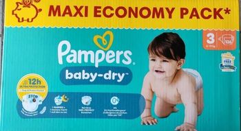 1 carton de 136 couches Pampers baby dry taille 3