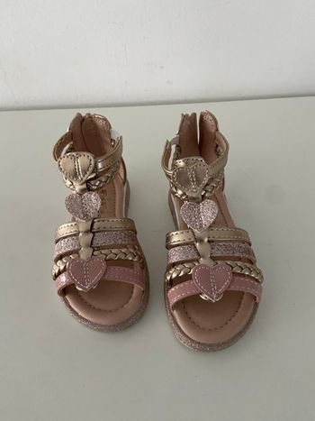 Sandales montantes enfant - Style gladiateur - Or rose / Paillettes - Pointure 23