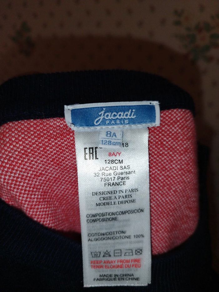 Pull jacadi bleu marine sphères blanches cœur - photo numéro 4