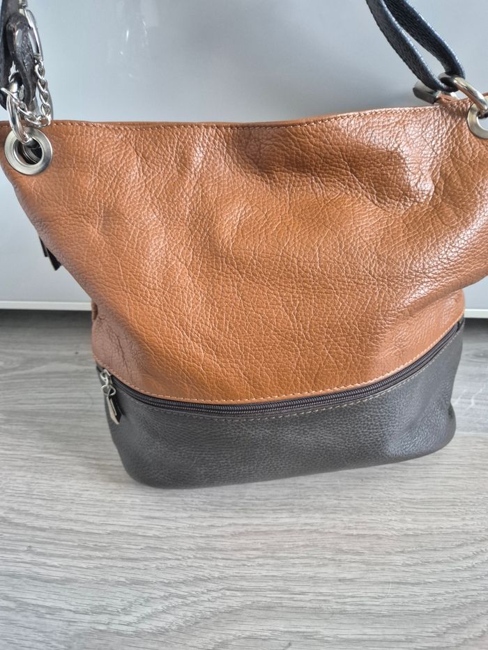 Sac à main beige et marron The Genuine Leather - photo numéro 2