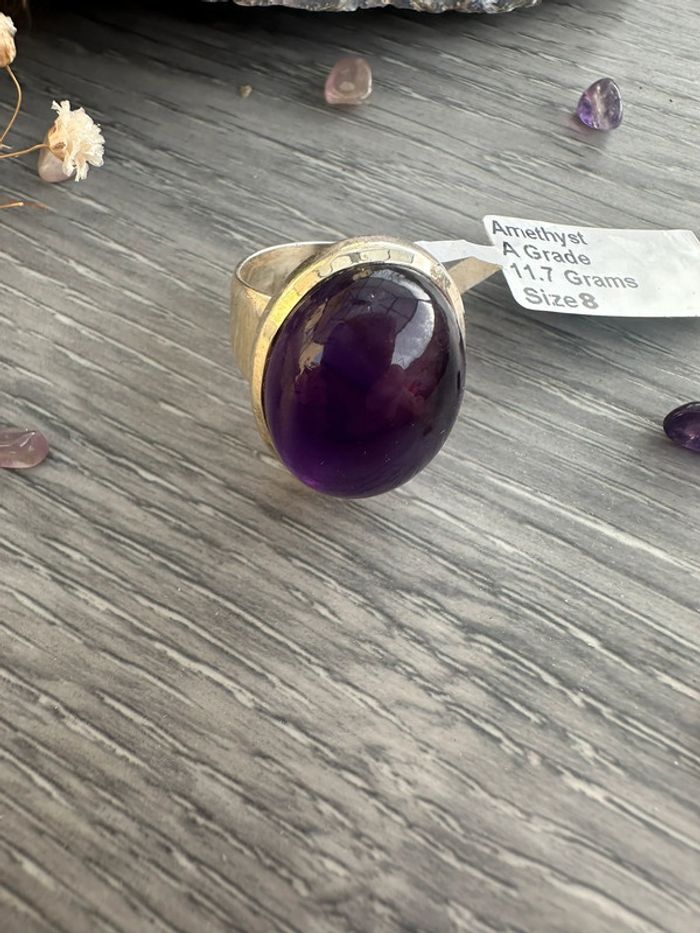 Bague en argent et Améthyste véritable - Pierre véritable - photo numéro 5