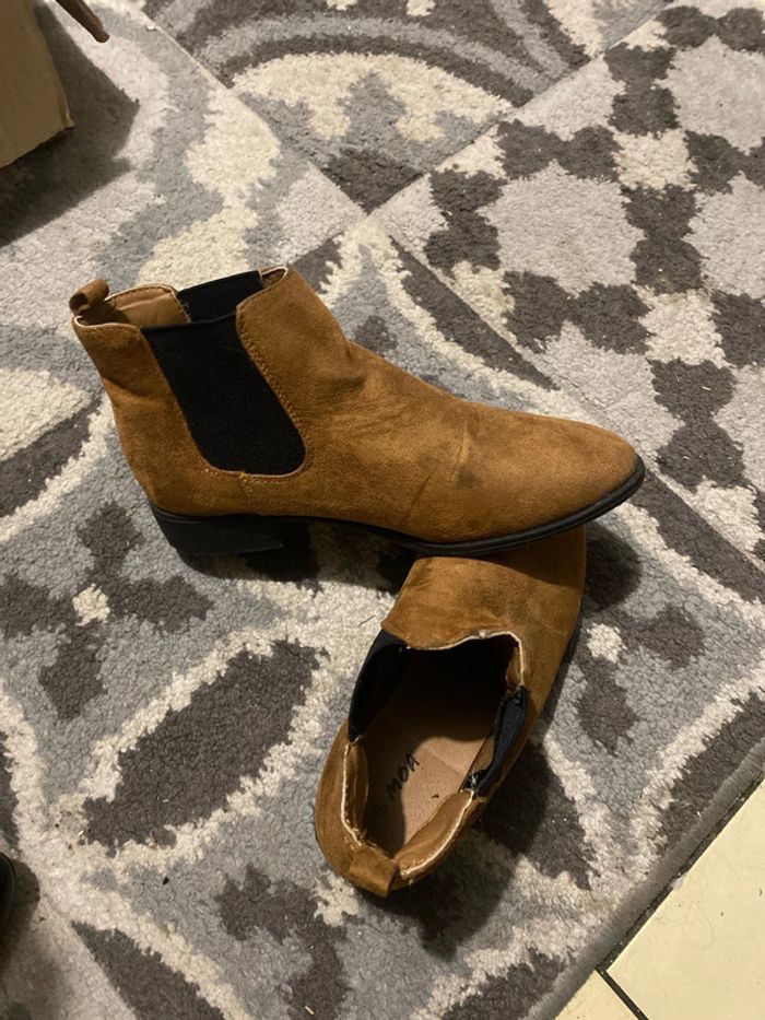 Bottines en daim caramel