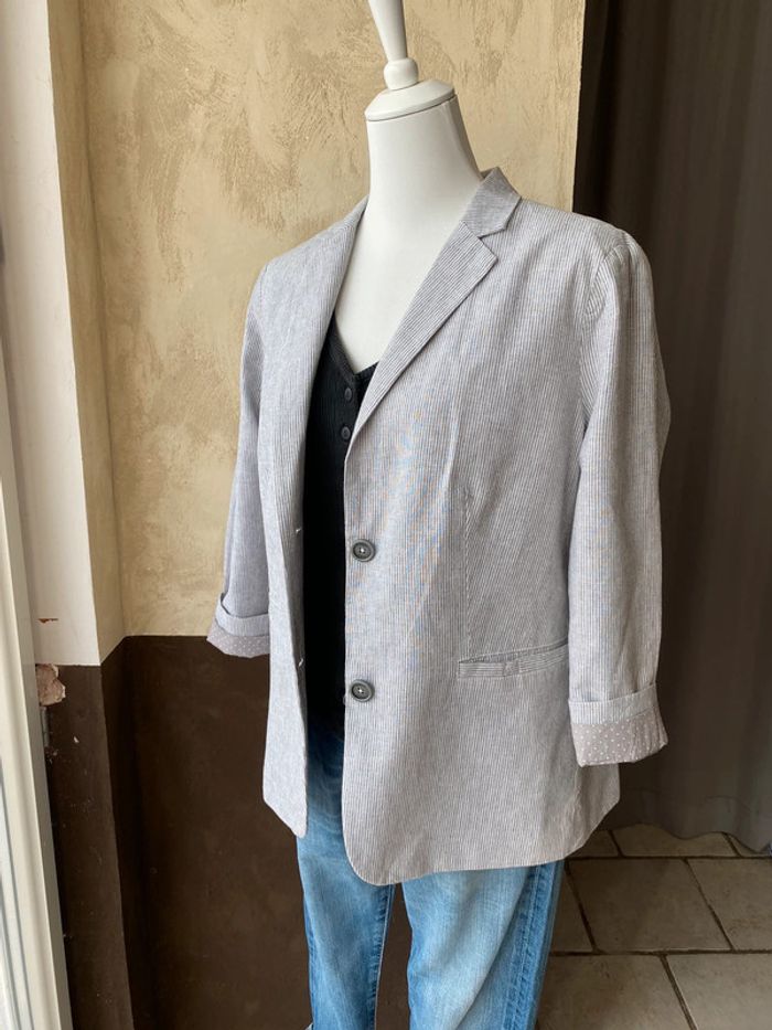 Blazer rayé gris et blanc S.Oliver XL - photo numéro 8