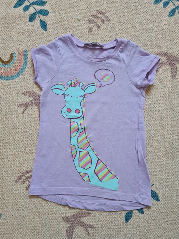 T shirt violet girafe 2 ans vinyl fraise